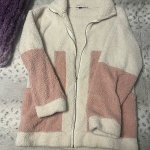 Cozy Cream and Pink Sherpa Jacket